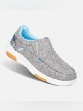 Ortho Comfoot grey plaid accent Slip On Walking sneakers Loafers Sz EU 40
